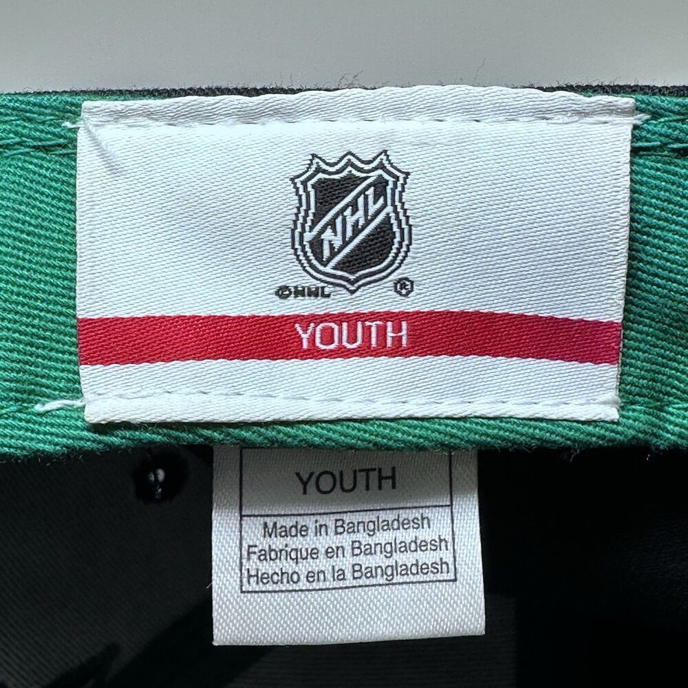 Dallas Stars NHL Youth Adjustable Strapback Hat Black Green Logo Cap Kids Hockey - Picture 10 of 13